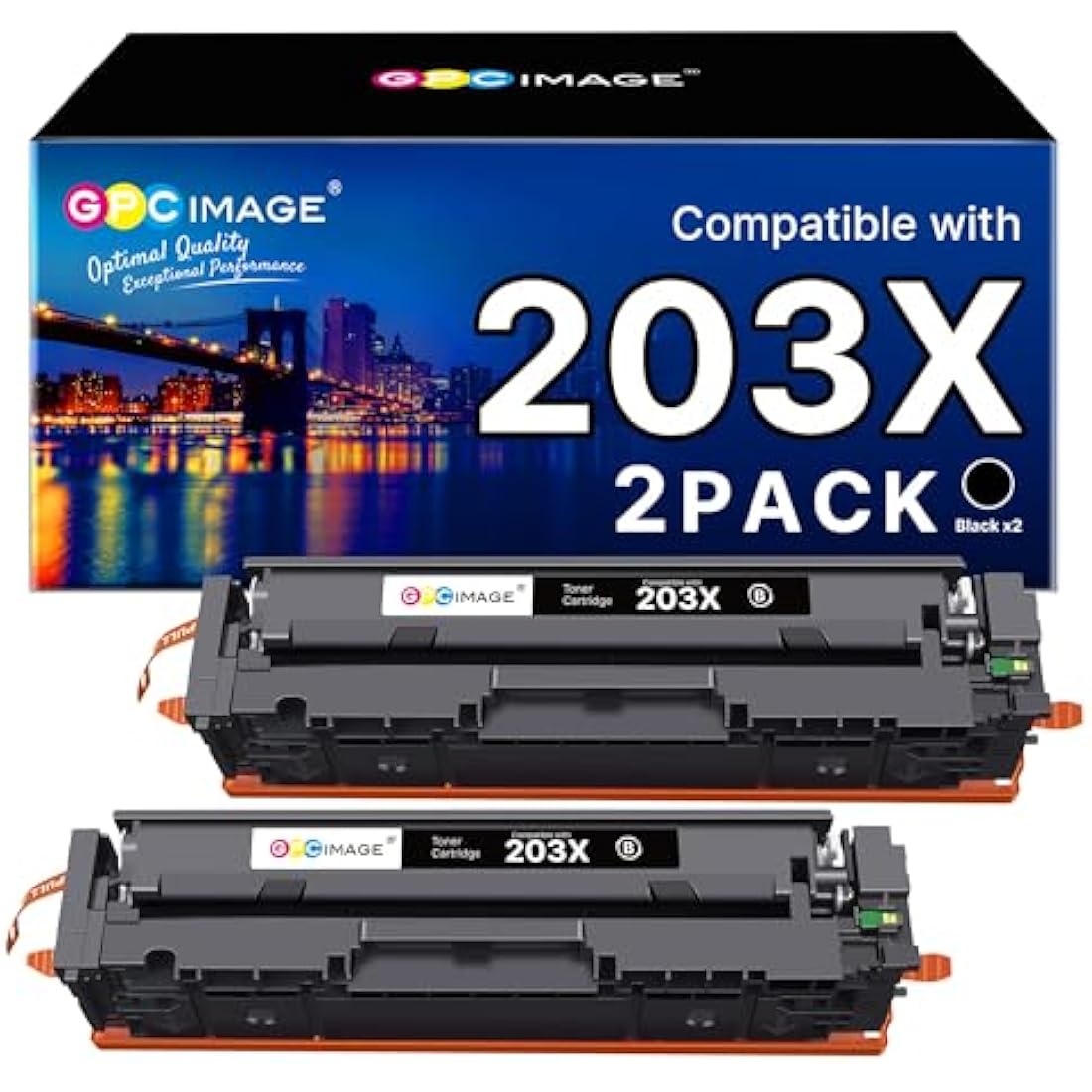 GPC Image Toner Cartridges Replacement for HP 203X 203A CF540X CF540A Compatible with Color Laserjet Pro MFP M281fdw M281fdn M280nw M254dw M254nw M254dn(Black, 2-Pack)