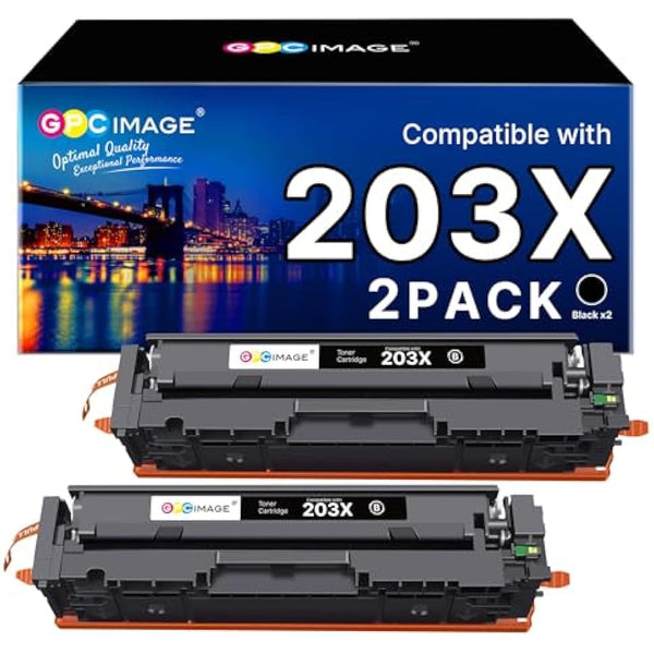 GPC Image Toner Cartridges Replacement for HP 203X 203A CF540X CF540A Compatible with Color Laserjet Pro MFP M281fdw M281fdn M280nw M254dw M254nw M254dn(Black, 2-Pack)