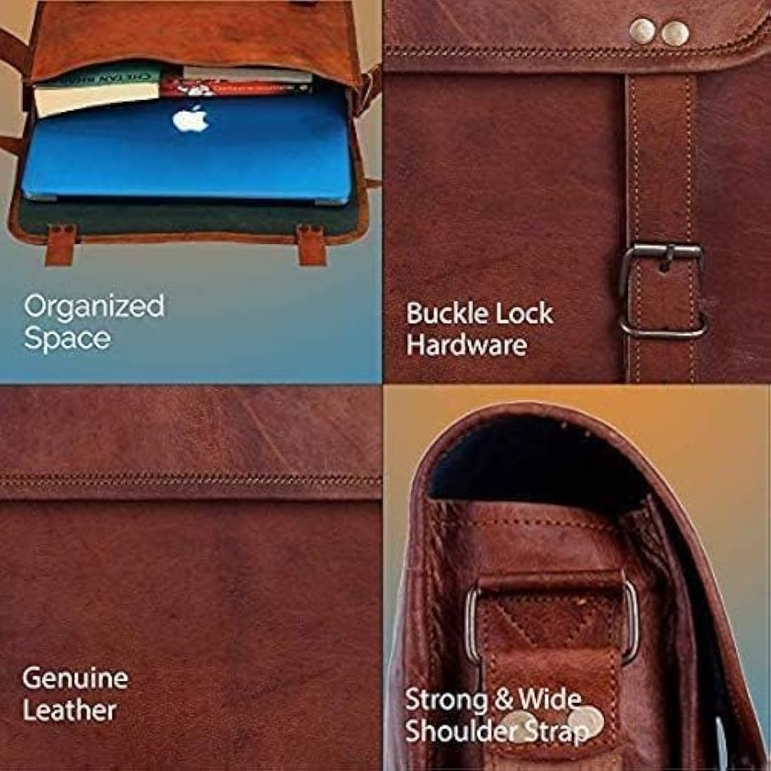 ALASKA EXPORTS Laptop Messenger Bags With Adjustable Strap Vintage Leather Computer Bag | Office Satchel | Business Satchels | Shoulder Bags (14 X 10 X 4 INCH )