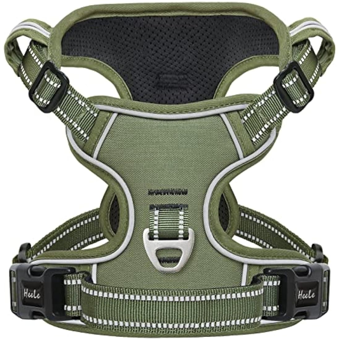 HEELE Dog Harness for Small Medium Large Dogs No Pull Adjustable Padded Reflective Harness with Handle for Walking Training, Green, XS
