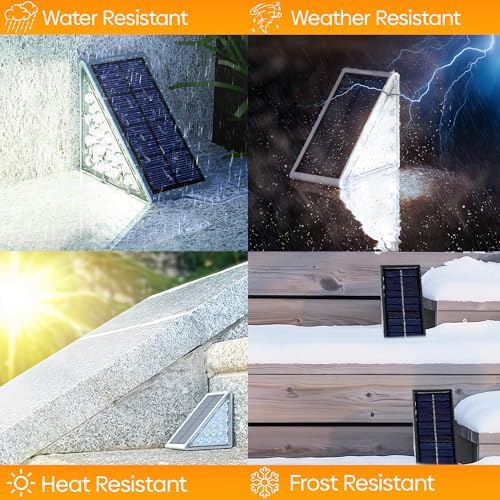 Adyos 8 Pack Solar Step Lights Outdoor, Outside Waterproof LED Deck and Stair Lights, Triangle Solar Powered Decorative Lighting for Garden & Patio & Porch & Yard & Pathway & Walkway (Cool White)