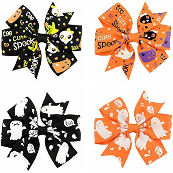 Children Hair Clip, 24pcs Holiday Ribbon Bow Alligator Halloween Bowknot Hair Clip for Children Hair Accessories