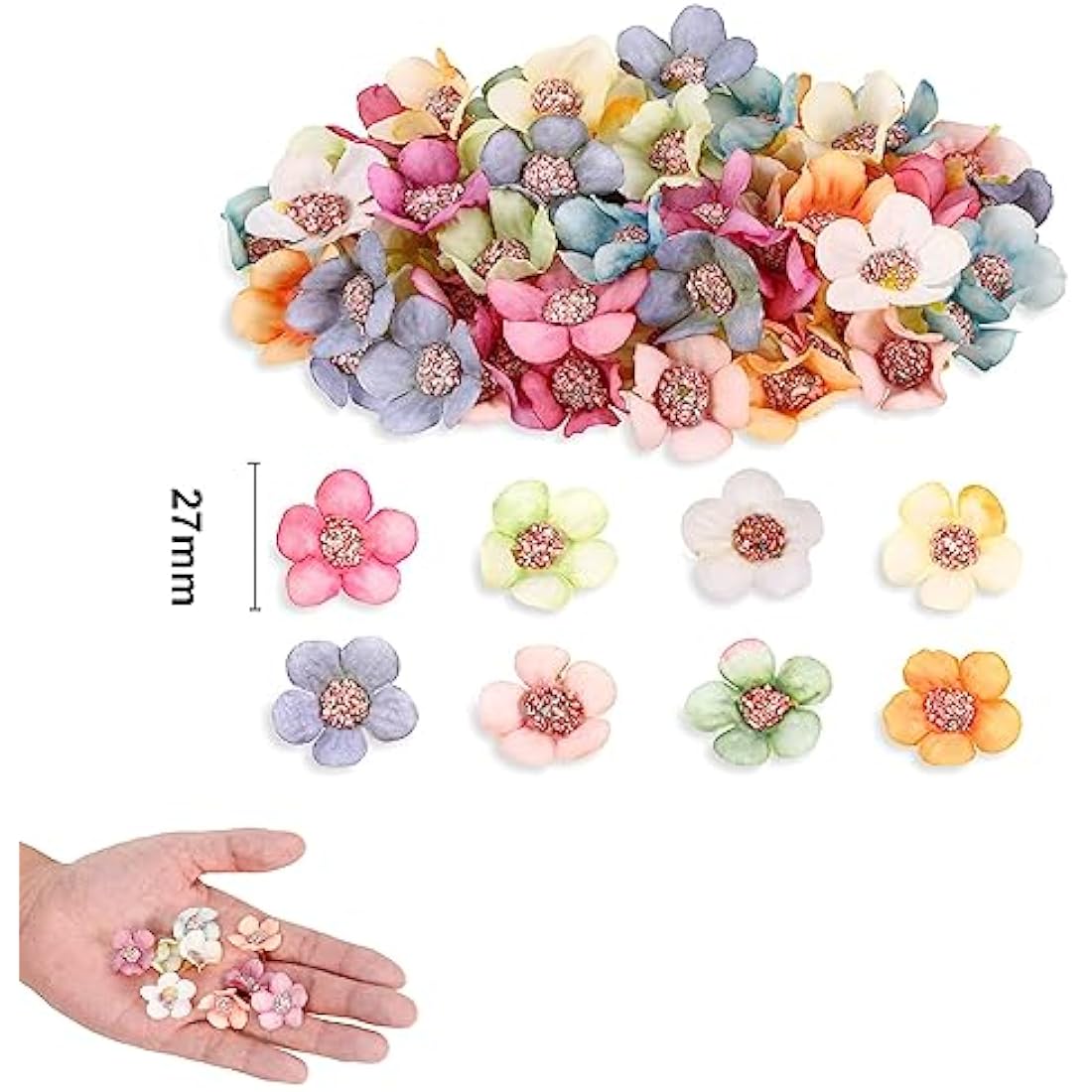 50pcs Artificial Daisy Flower Heads,Multicolor Decorative Artificial Daisy Flower heads Mini Silk Flowers Fake Flowers Heads for DIY Wreath Craft Party Festival Decor,Wedding Party Home Garden Decor