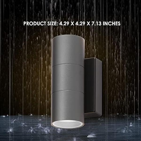 CELAVY Outdoor Wall Lights, Up Down Outside Wall Lights Mains Powered, IP65 Waterproof Modern Front Door Porch Light Lamp Modern 10W 3000K GU10, External LED Sconce Wall Mounted for House, Grey