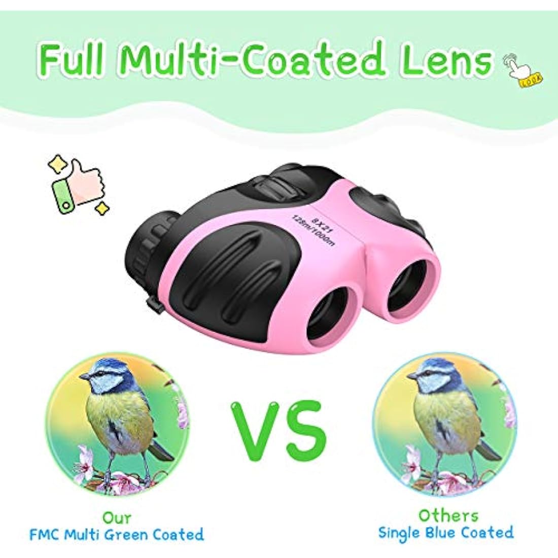 EUTOYZ Binoculars for Kids, 4 5 6 7 8 9 Year Old Girl Gifts for 3-10 Year Olds Boys Toys Age 4-10 Kids Toys Outdoor Toys for Kids Xmas Gifts Stocking Fillers Child Birthday Gifts Pink