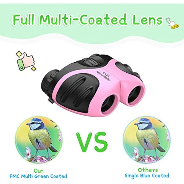 EUTOYZ Binoculars for Kids, 4 5 6 7 8 9 Year Old Girl Gifts for 3-10 Year Olds Boys Toys Age 4-10 Kids Toys Outdoor Toys for Kids Xmas Gifts Stocking Fillers Child Birthday Gifts Pink