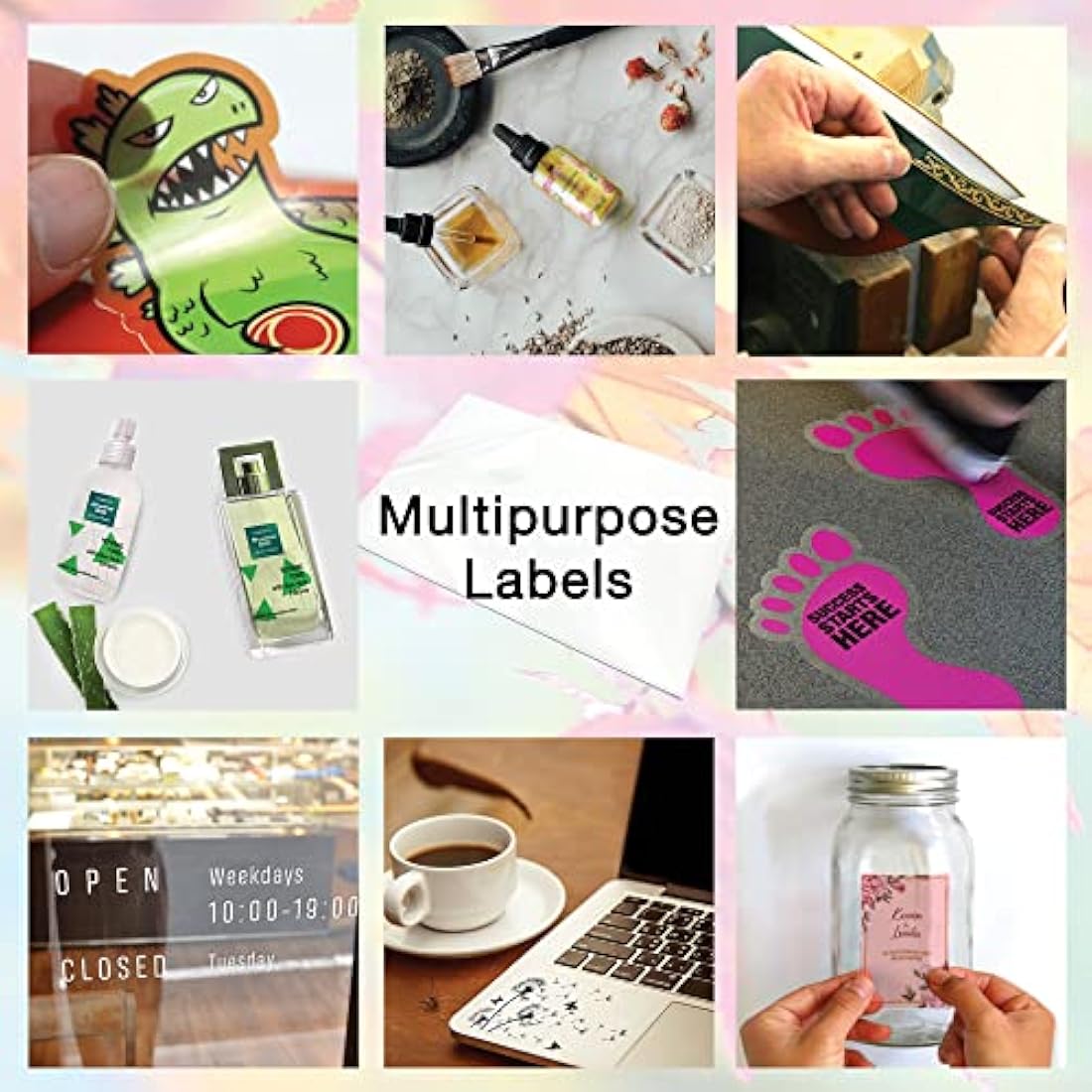 Evergreen Goods 50 Sheets Glossy Low Opacity Sticker Vinyl Labels | Waterproof Inkjet & Laser Printable Translucent Self Adhesive | Make Your Own Stickers | Sticky Back Clear PVC