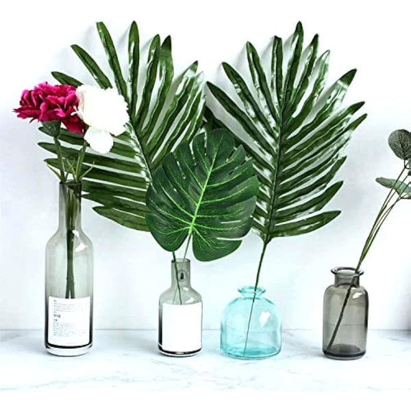 96PCS of 8 Kinds Artificial Tropical Leaves,Jungle Party Decorations,Fake Monstera Leaves,Tropical Plant Faux Leaves For Hawaiian Luau Theme Beach Party Table Wedding Christmas Decor