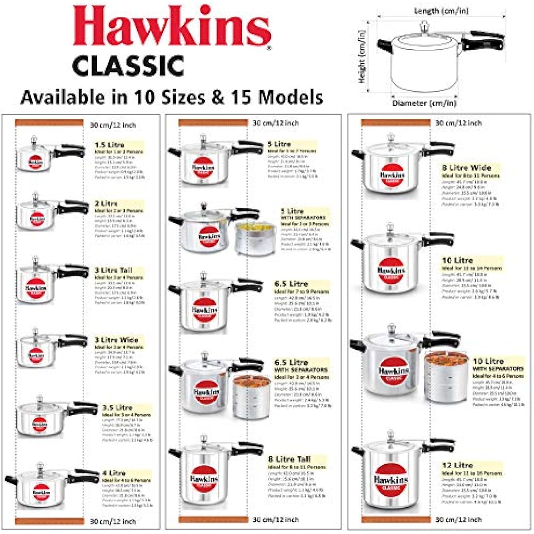 Hawkins Classic Pressure Cookers (5 Litre)