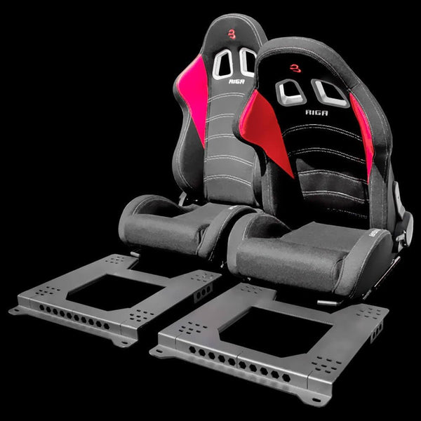 Set of Barbarian Reclining Bucket RIGA Racing Seats for 3-Series E46 (all models) BMW, Black Felt, Track, Race, Drift