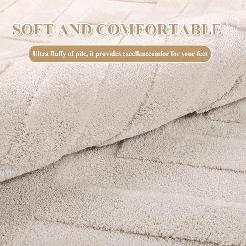 Enyhom Machine Washable Area Rug, 160 x 220 cm Large Soft Geometric Rugs for Bedroom Modern Design Cream Rugs Living Room Non Slip Carpet Stain