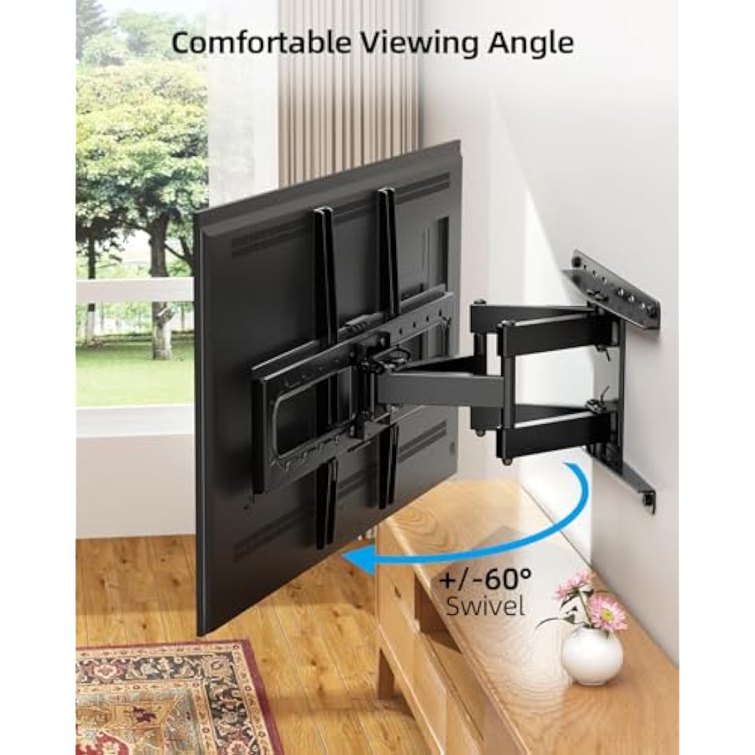 HOME VISION Heavy Duty Full Motion TV Wall Mount Bracket for 32-85 Inch Flat/Curved Screens, Swivel & Tilt, 60kg/132lbs Capacity, Max VESA 600x400mm, Fits Most 40 43 50 55 65 70 75+ Inch TVs, HV6601