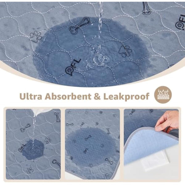 Washable Dog Pee Pad 182x182 Extra Large, Fast Absorbent Reusable Puppy Pads, Waterproof Pet Training Pads with Bone Print,Non-Slip Whelping Pad for Dog Playpen, Incontinence, Housebreaking