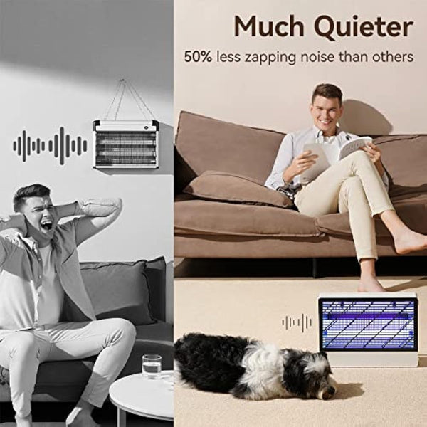 2-Pack Quiet Hybrid Spectrum 20W Fly Zapper Electric Fly Killer Flies Catcher Fruit Flies Trap Bug Zapper for Home Indoor Insect Mosquito Killer Lamp with 4 Replacement Bulbs - UK Plug