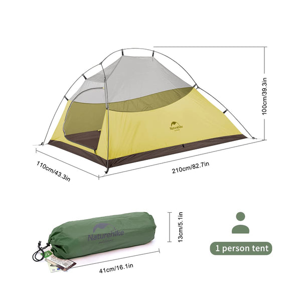 Naturehike Cloud up 1 Person Backpacking Tent Lightweight Camping Hiking Dome Tent for 1 Man