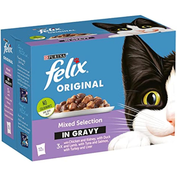 FELIX Original Mixed Selection in Gravy Wet Cat Food 12x100g (Pack of 4)
