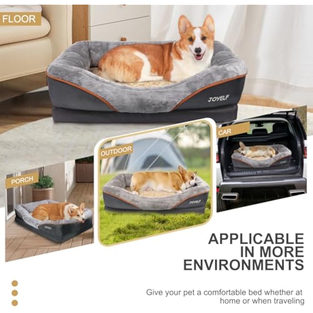 JOYELF XLarge Memory Foam Dog Bed, Orthopedic Dog Bed & Sofa with Removable Washable Cover and Squeaker Toy as Gift