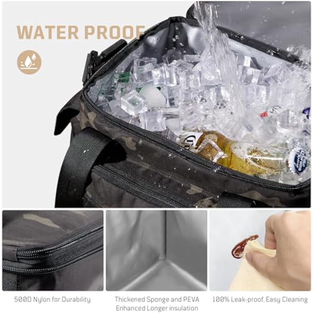 1TG Tactical Insulated Lunch Bag, Expandable Lunch Box for Men, Leakproof Large Cool Bag with Shoulder Stap, Reusable Lunch Tote Bag for Work Travel Camping Picnic Beach, 18L-24L