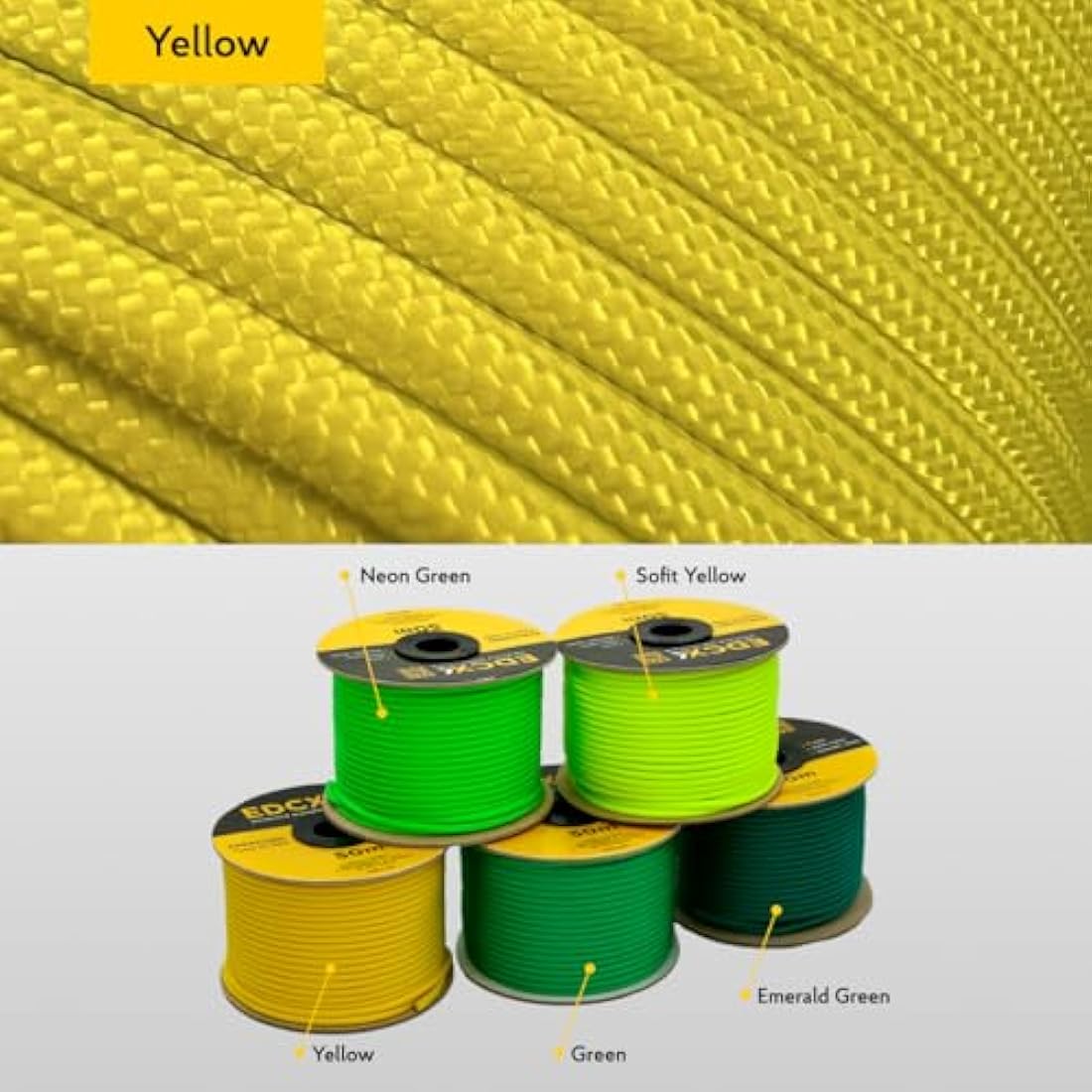 EdcX 4mm Rope 550 - Type III, 100% Rope, 7 Strand Rope, 4mm Rope in Solid Colors