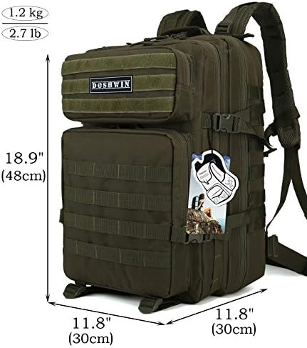 Doshwin 40L Military Backpack Tactical Army Assault Pack Molle Camo Rucksack for Camping Trekking Travel Hiking