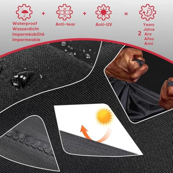 Turtle Life BBQ Grill Cover, 58 Inch Heavy Duty Waterproof 3-4 Burner Barbecue Gas Grill Covers for Weber Spirit Char-Broil Performance and Signature, No Fading Within 2 Years, Black 147x66x119cm