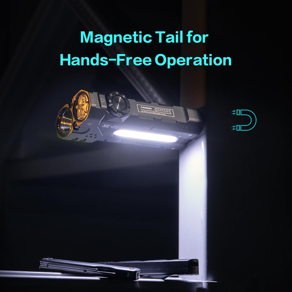 LOOP GEAR SK05 Pro Rechargeable Flat LED Torch with 8000mAh Power Bank, 4360 High Lumens, 10 Lighting Modes, Floodlight & Spotlight, IP68 Bright Flashlight for Camping,Hiking, Emergency & Survival