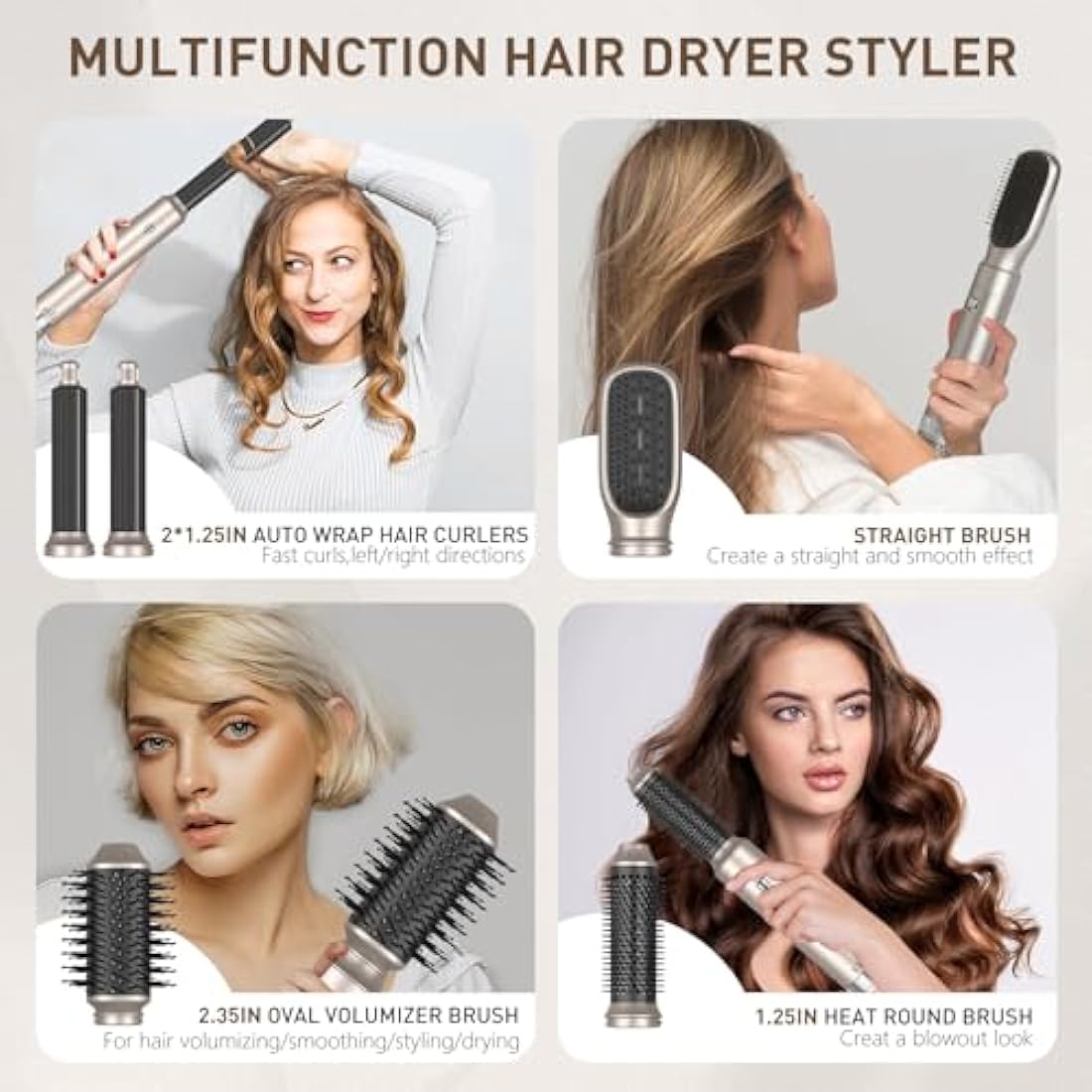 TAHSHINE 6 in 1 Auto Wrap Hairstyler,Hot Air Brush for Hair Styling, Automatic Electric Hair Blow Dryer Brush Set with Detachable Heads Comb for Straightening Voluming,Ionic Care Frizz Free