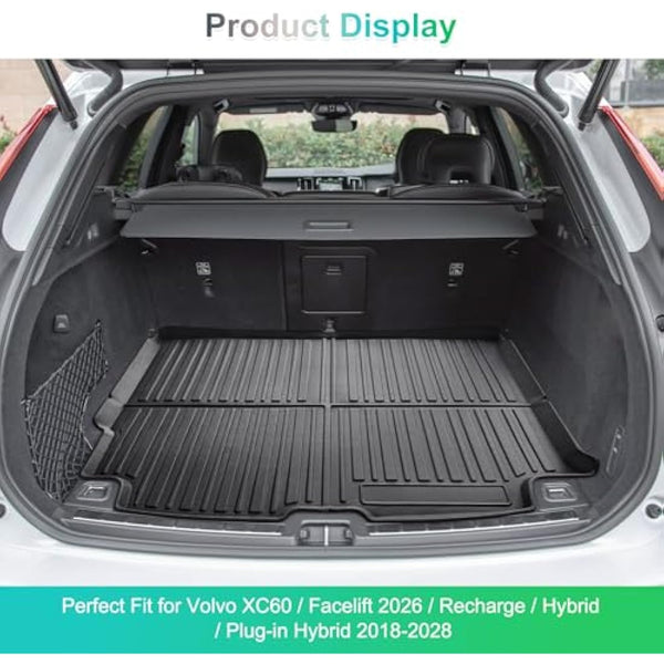 GAFAT Compatible with Volvo XC60 2018-2024 2025 Boot Liner, XC60 2023 Trunk Mat, XC60 Boot Liner Non-Slip Mats Original 3D Scanner TPO, XC60 Mats, XC60 Accessories