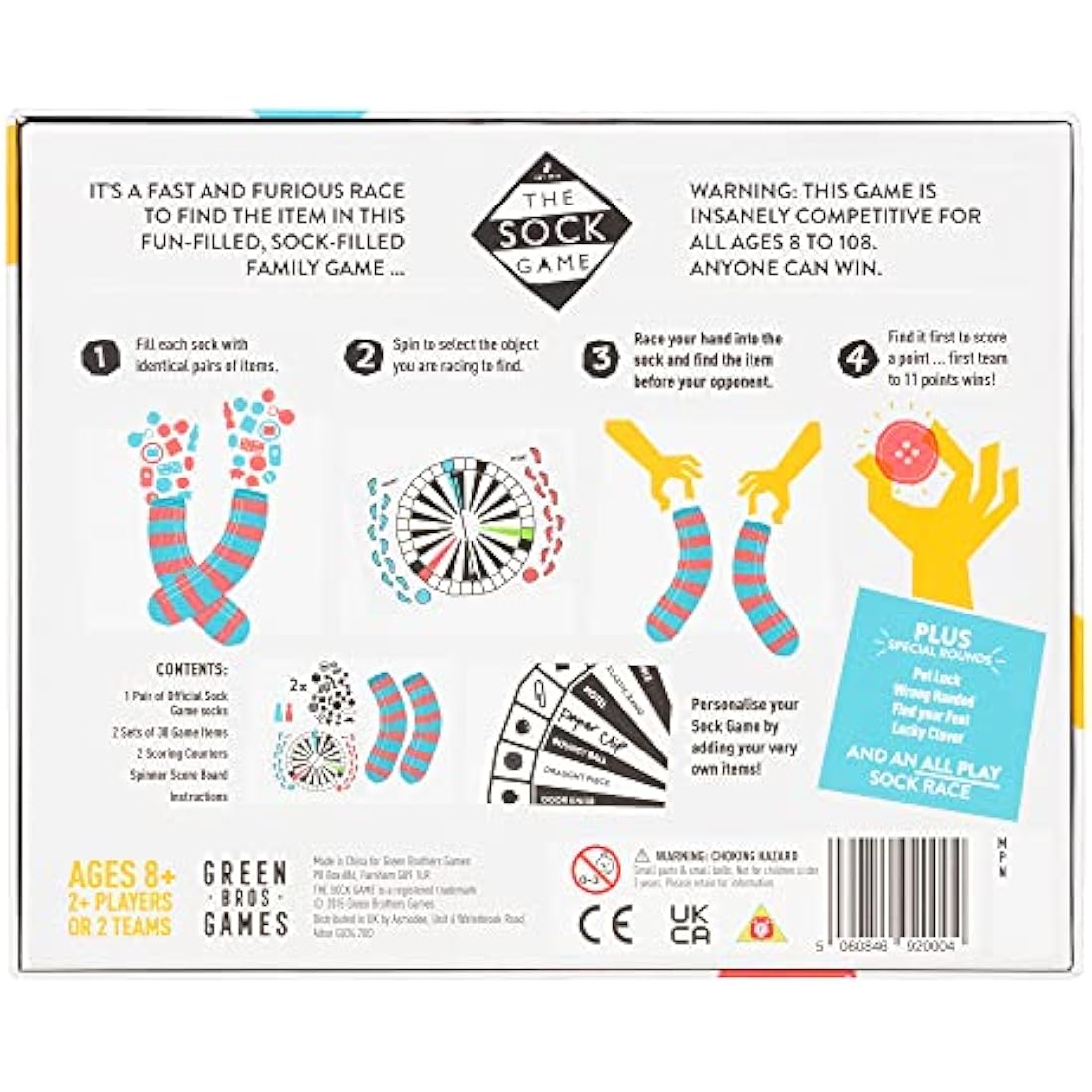 Green Brothers Games | The Sock Game | Board Game | Ages 8+ | 2+ Players | 5-30 Minutes Playing Time