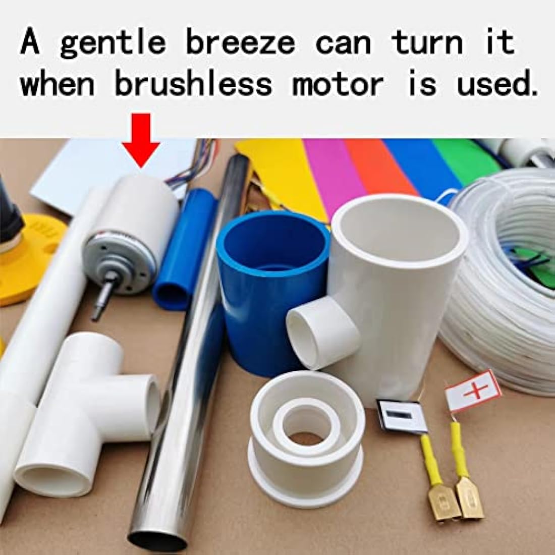 DIY Small Wind Turbine Generator Kit and Light Strip for Yard Backyard Decoration，35 Inch Height, 18 Inch Diameter