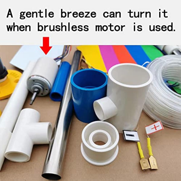 DIY Small Wind Turbine Generator Kit and Light Strip for Yard Backyard Decoration，35 Inch Height, 18 Inch Diameter