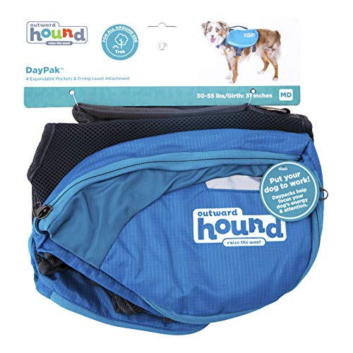 Outward Hound Kyjen 22005 DayPak Dog Backpack Adjustable Saddlebag Style Dog Accessory, Large, Blue