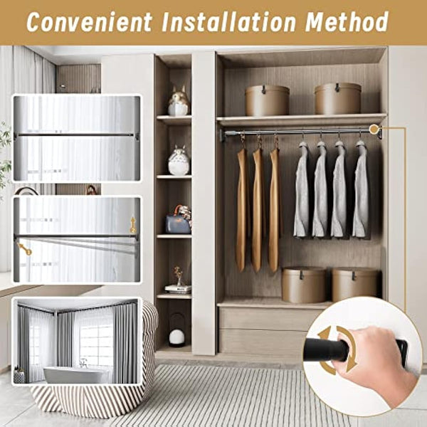 Heavy Duty Tension Pole - 33mm Steel Clothes Rail & Curtain Rod 110-250cm, No Drill Telescopic Pole, Supports 50kg,Multi-Purpose for Drying, Hanging, Bathroom, Kitchen, Wardrobe