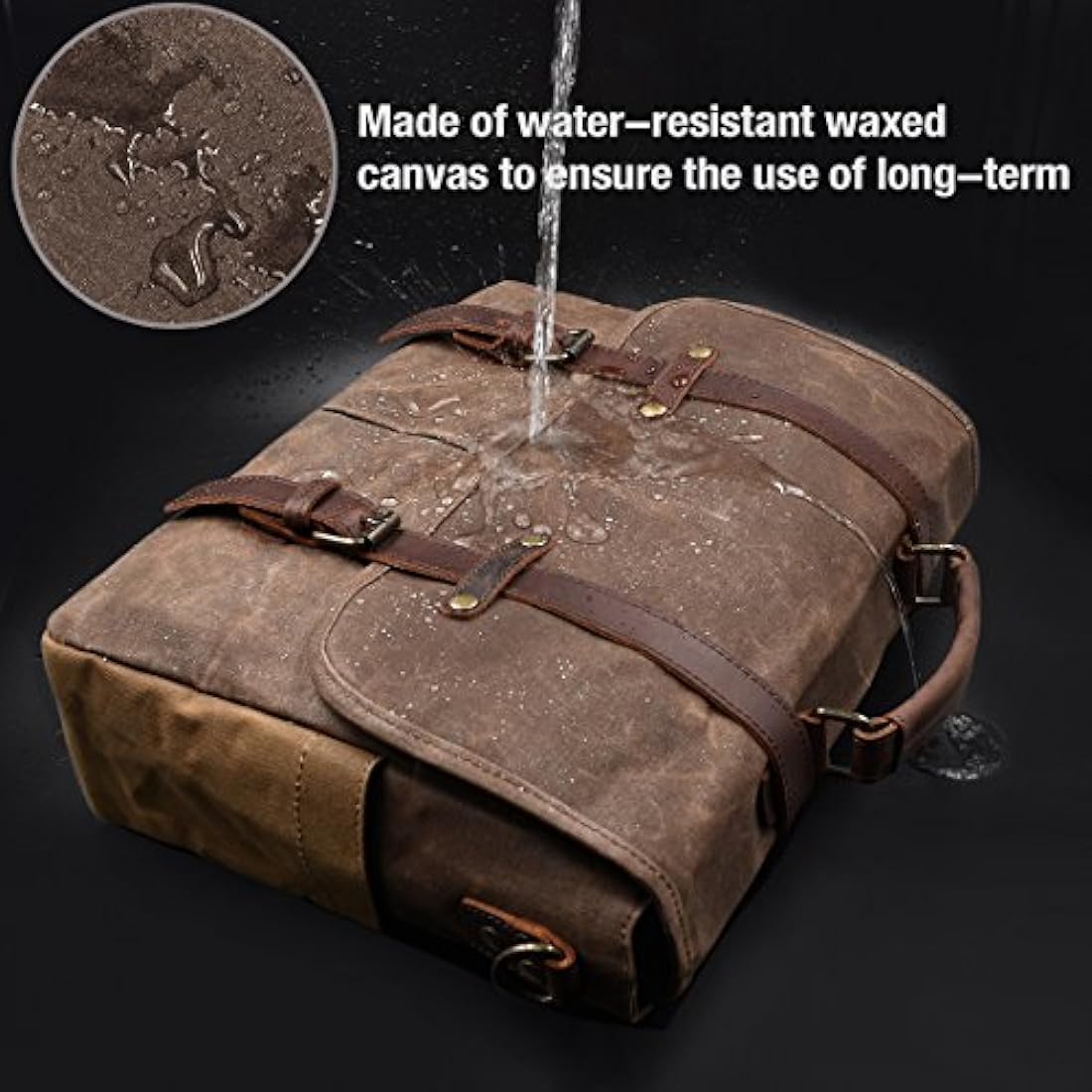 NEWHEY Mens Laptop Shoulder Canvas Messenger Bag Waterproof Computer Briefcase Notebook Vintage Satchel Designer School Work Bags 15.6 Leather