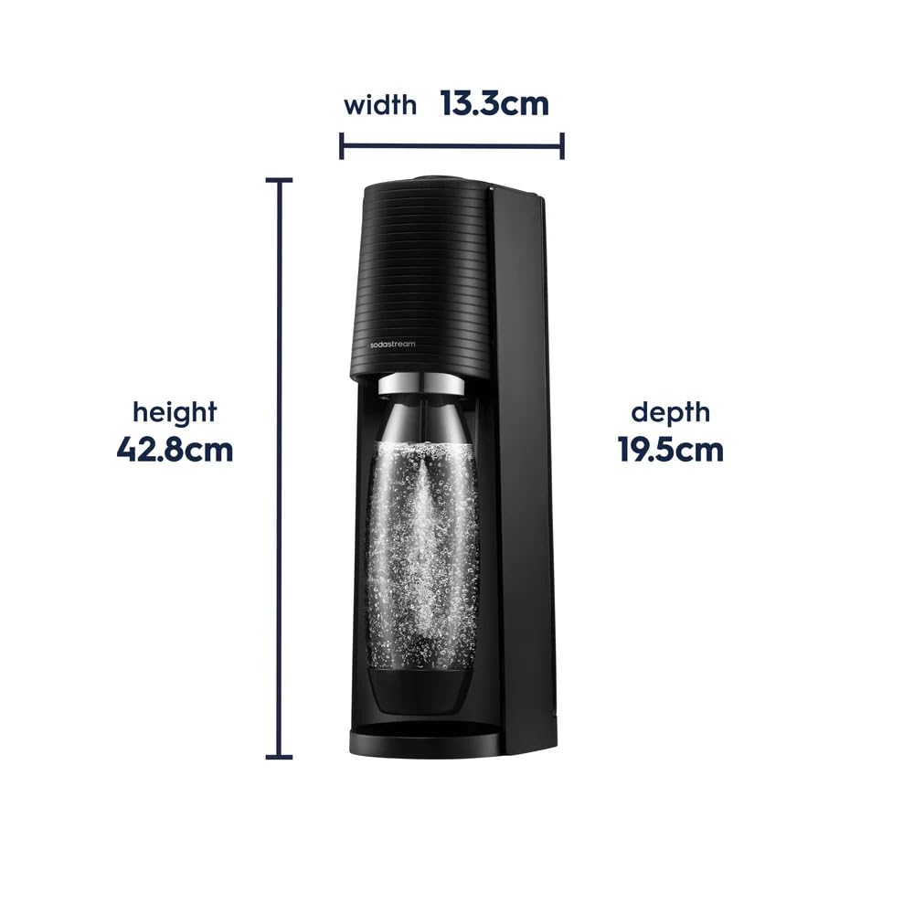 SodaStream - Terra Sparkling Water Maker, Quick Connect CO2 System, Includes 60L Gas Cylinder, BPA-Free 1L Bottle, Eco-Friendly & Reduces Plastic Waste, Black