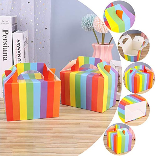 angelikashalala 20Pack Party Favor Paper Boxes Rainbow Small Cake Boxes Snacks Food Assemble Boxes for Birthdays Party,15 * 10 * 10CM