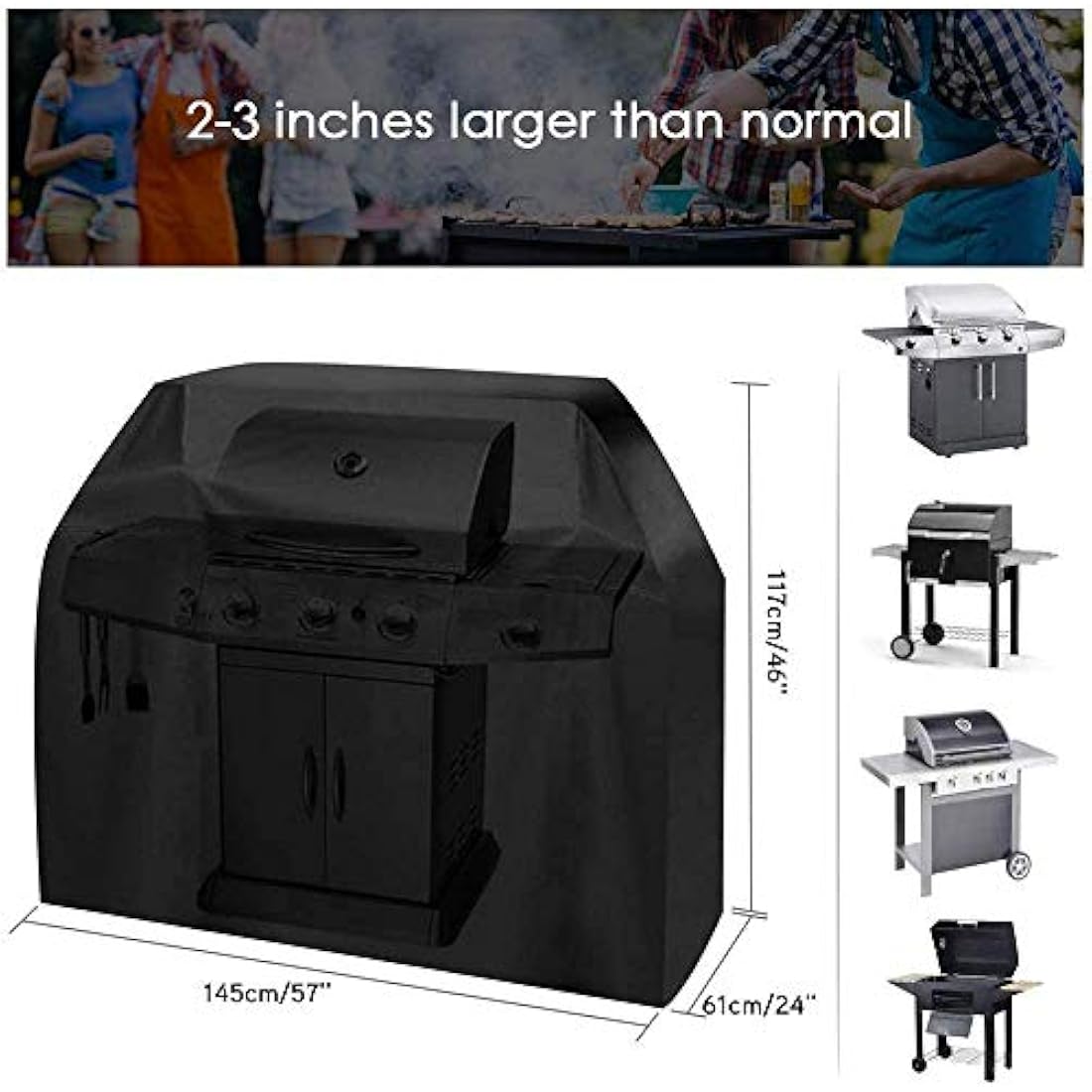 BBQ Cover BBQ Covers Waterproof Heavy Duty Large Windproof, Rip-Proof Outdoor Large Barbecue Covers for Weber, Brinkmann, Char-Broil