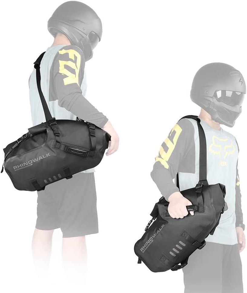 Rhinowalk Motor Pannier Bag Motorcycle Seat Bag Waterproof Travel Luggage Expandable19-26L, Black (MT4026)