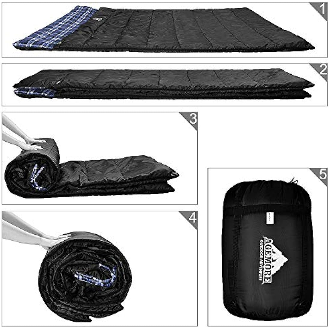 Double Cotton Flannel Sleeping Bag for Camping, Hiking, or Hiking. Queen 2 Cold Weather Waterproof Sleeping Bag for Adults or Teenagers.