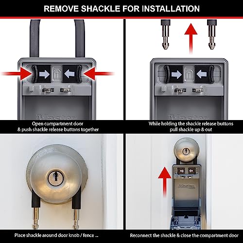 MASTER LOCK Key Safe Wall Mounted, Medium 85 x 119 x 36 mm, Outdoor, Mounting Kit, for Home Office Industries Vehicles, Black & Silver