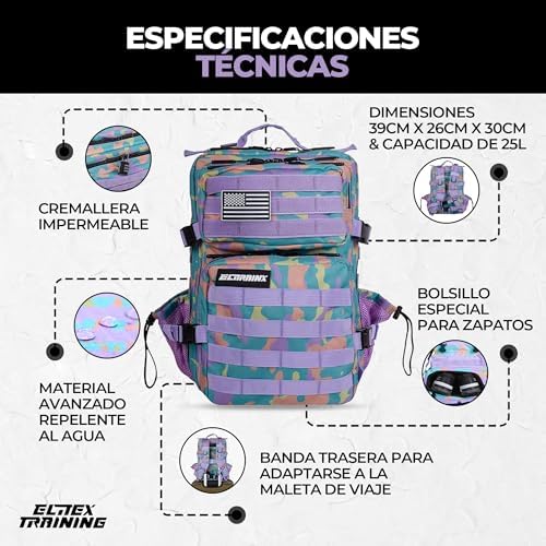 ELITRAINX 25L Tactical Military Waterproof Backpack for Sports, Cabin Airplane, Gym, Outdoors, CrossTraining by Elitex Training