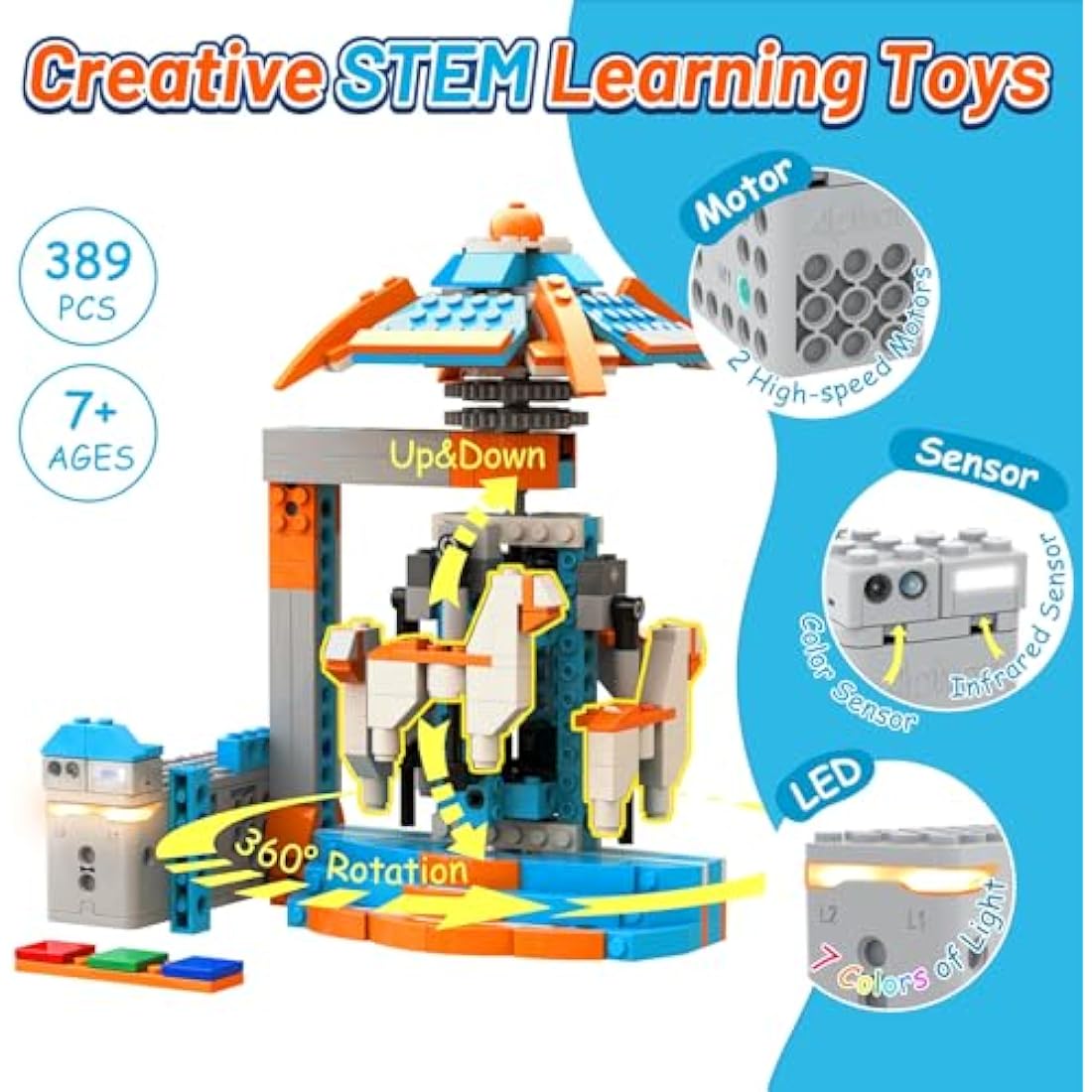 Apitor STEM Building Kits for Kids, 10-in-1 Programmable APP RC Robot/Car/Crane/Airplane, Science Kits for Kids 10-12, Building Toy Gifts for for 8-16 Year Old Boys Girls (389 PCS)