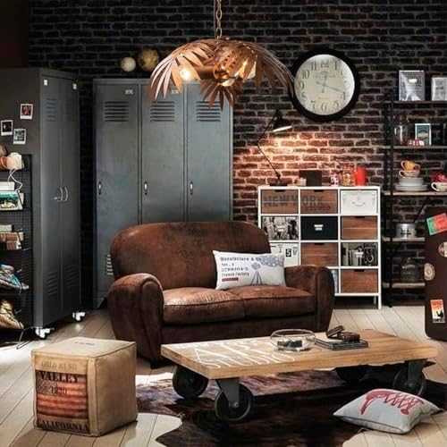 JCPYIUL Retro Tropical Coconut Leaf Chandelier LED Scandinavian Tree Branch Iron Ceiling Light Home Decoration Lamps and Lanterns Hotel Club Decoration Lamps and Lanterns(1)