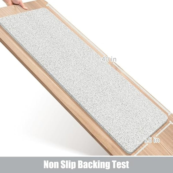 Loofah Mats for Shower, Non Slip Soft Textured Bath, Bathtub Mat with Drain, Phthalate Free, Quick Drying, Soft Comfort Bathroom Mats for Wet Areas (40x100CM, C-White)