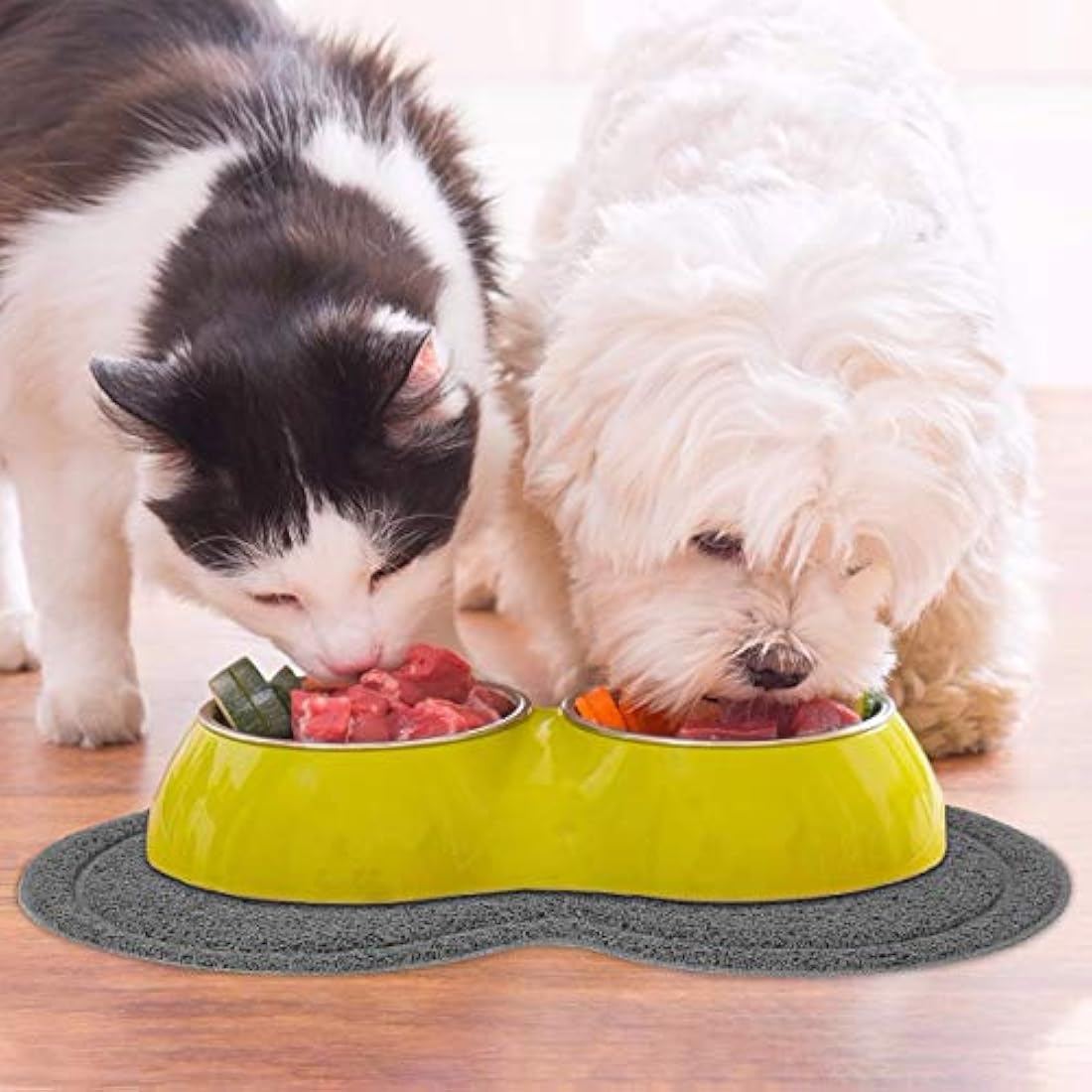 SunAter Silicone Pet Feeding Mat, Feeding Bowl Mat Waterproof Non-slip Pet Food PVC Mat for Cats and Dogs