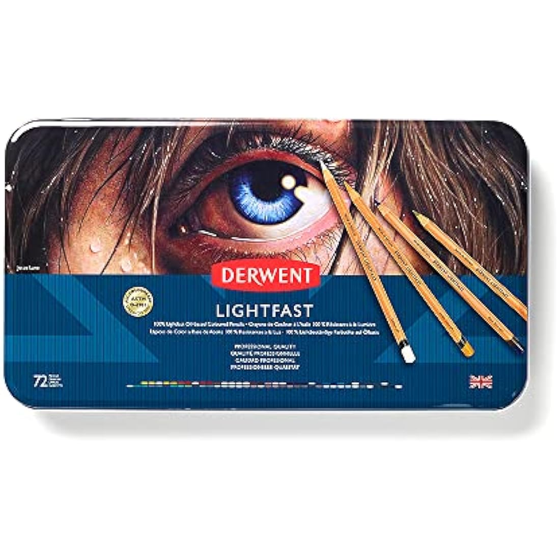 Derwent Lightfast Pencils Set Of 72 In Tin, 4mm Round Core, Premium Core Strength, Creamy Texture, Ideal For Fine Art Drawing & Colouring, Professional Quality, 2302722