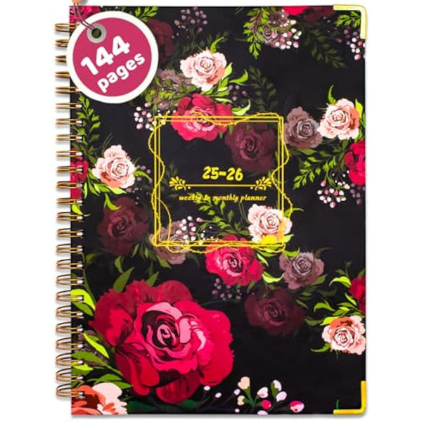 BLESWIN Monthly & Weekly Planner 2025-2026, A5 Diary 2025 Week to View with Monthly Tabs, 12 Months Monthly Planner, Planners and Organisers 2025 Month to View, A5 Diary Spiral Bound with Inner Pocket
