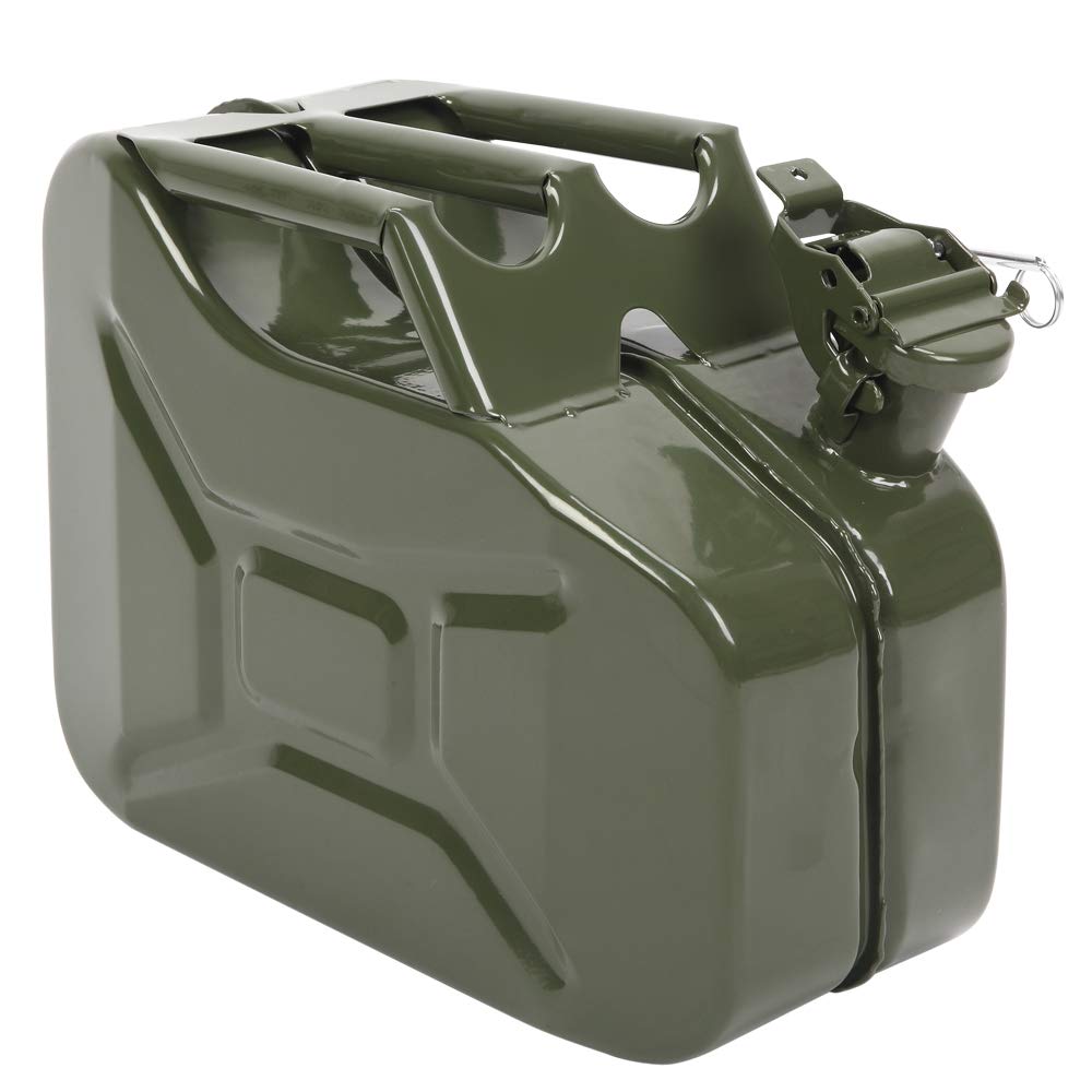 Bonnlo 20L Petrol Can Fuel Oil Storage Can Metal Jerry Diesel Tank with Flexi Spout For Diesel, Petrol, Oil Container (Green)