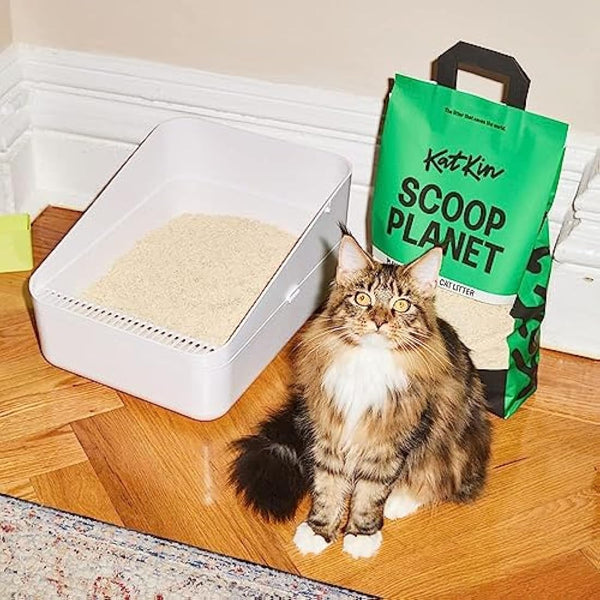 KatKin Scoop Planet Litter (2x4.5kg/12.8L bag): KatKin's upgraded Tofu litter, Plant-Based, 100% Biodegradable, Non-Tracking, Clumping Cat Litter Made With Non-Toxic, Eco-Friendly Pea fibre & Millet