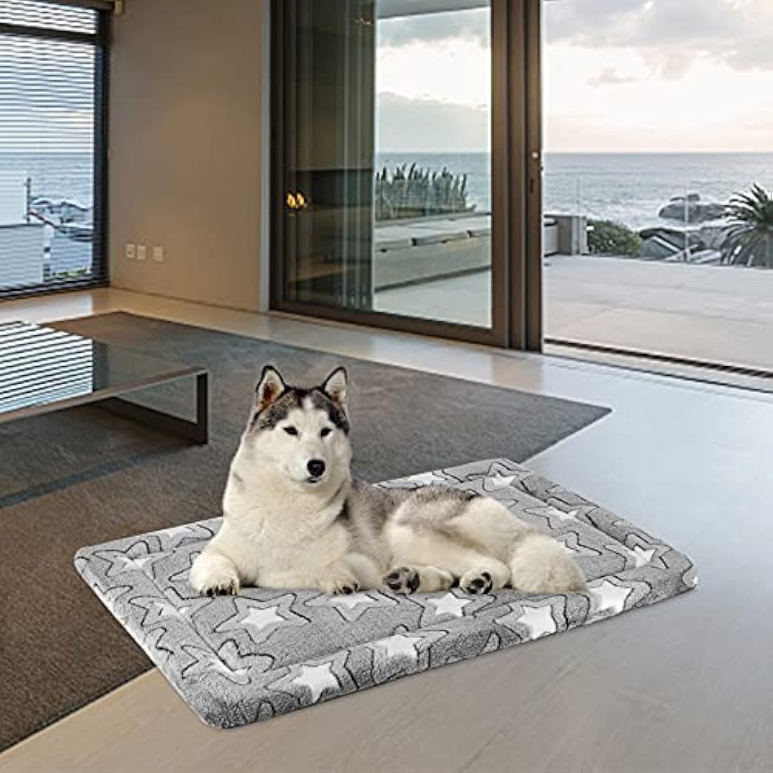 EMPSIGN Large Dog Bed Washable Reversible Cool and Warm Mattress for Crate with Removable Cover, Grey, 92x61x2.8cm